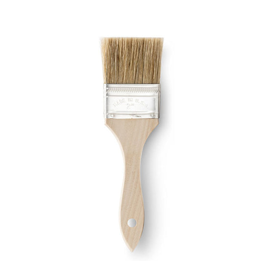 2" Wide Flat Brush with Natural Bristles and Wooden Handle