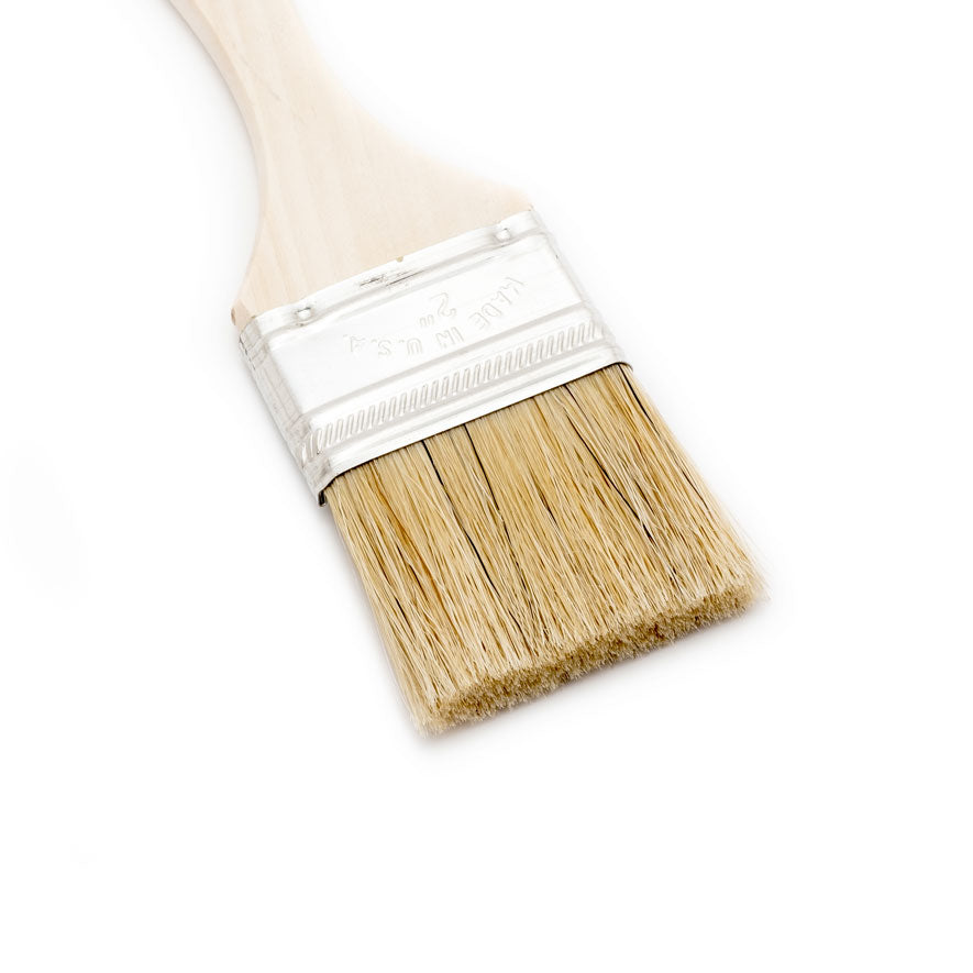 2" Wide Flat Brush with Natural Bristles and Wooden Handle