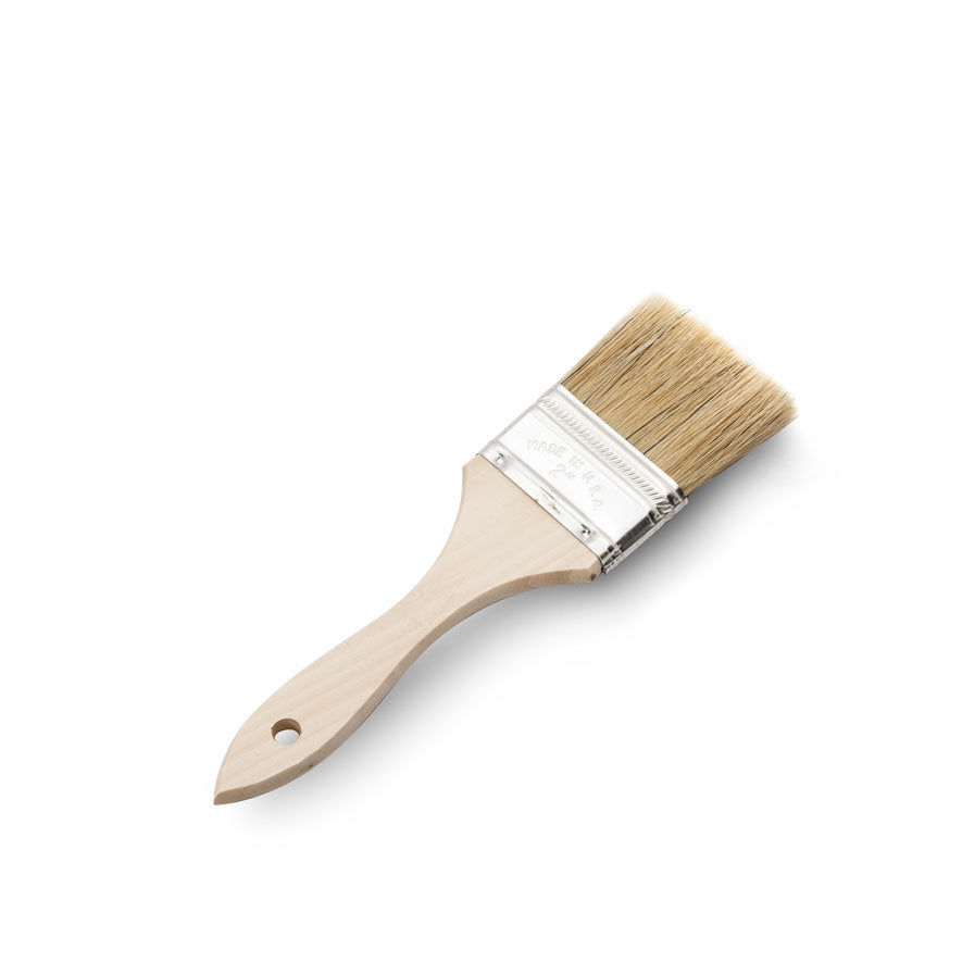 2" Wide Flat Brush with Natural Bristles and Wooden Handle