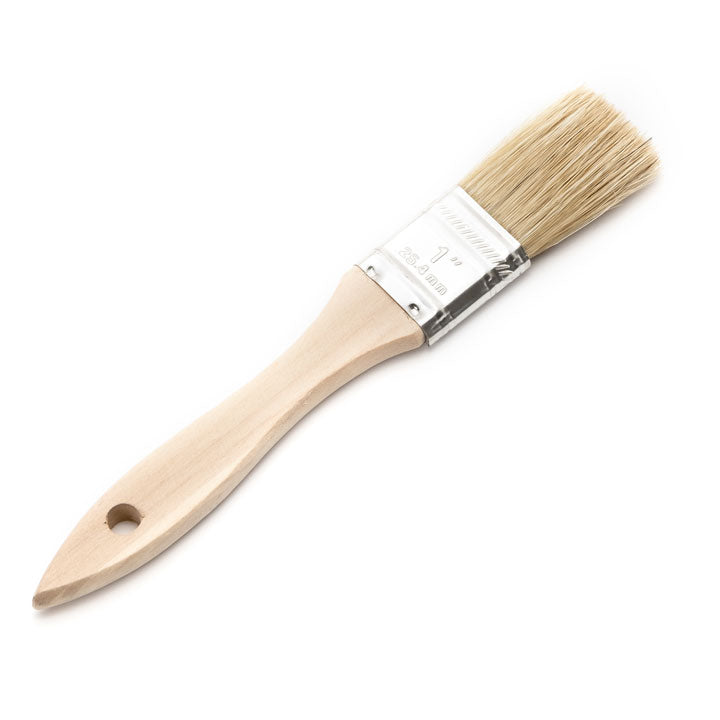 1" Wide Flat Brush with Natural Bristles and Wooden Handle